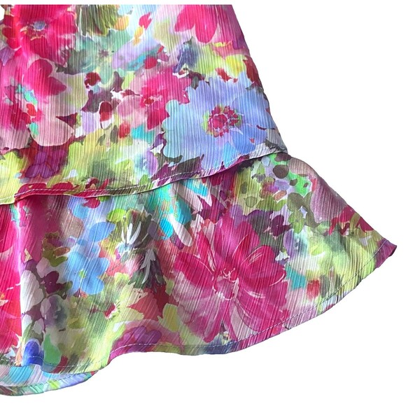 Zara Dress Womens S Multicolor Floral Satin Effect Tiered Mini Drawstrings NWT - Picture 9 of 16